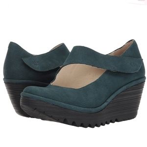 Fly London Yasi Forest Green Wedged Mary Jane
